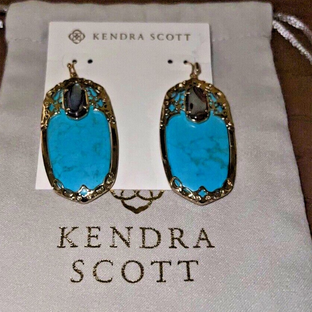 Kendra Scott Deva Turquoise Abalone Shell Earring… - image 1